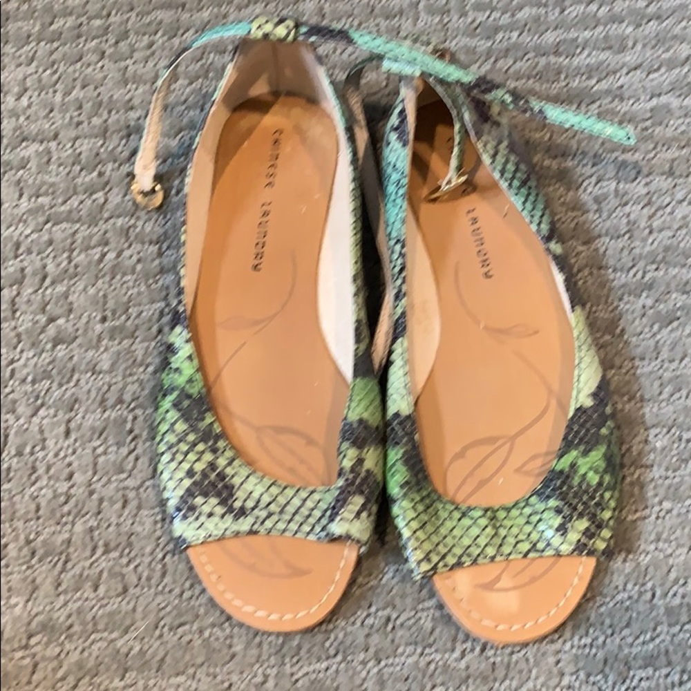 Chinese Laundry faux snakeskin peep toe flats